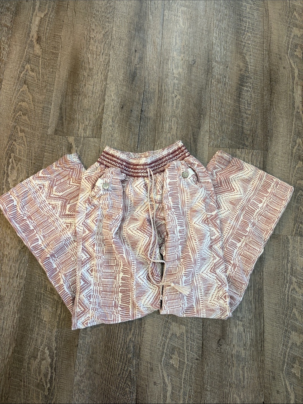 Rewash Pink and Cream Boho Drawstring Bermudas